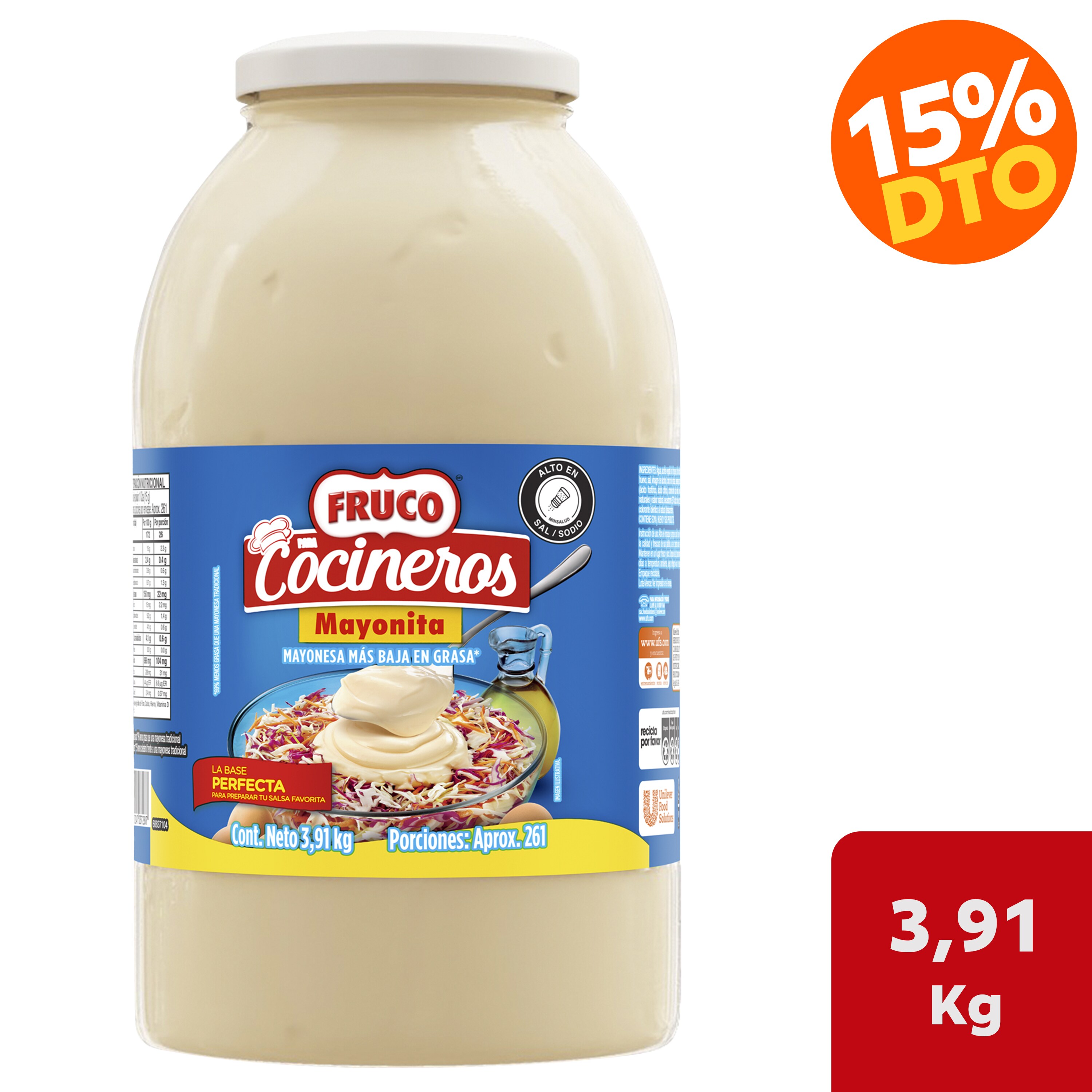 Fruco® Cocineros Mayonita Galón - Pide aquí Fruco® Cocineros Mayonita Galón con esa textura suave y cremosa que a tus comensales les gusta.